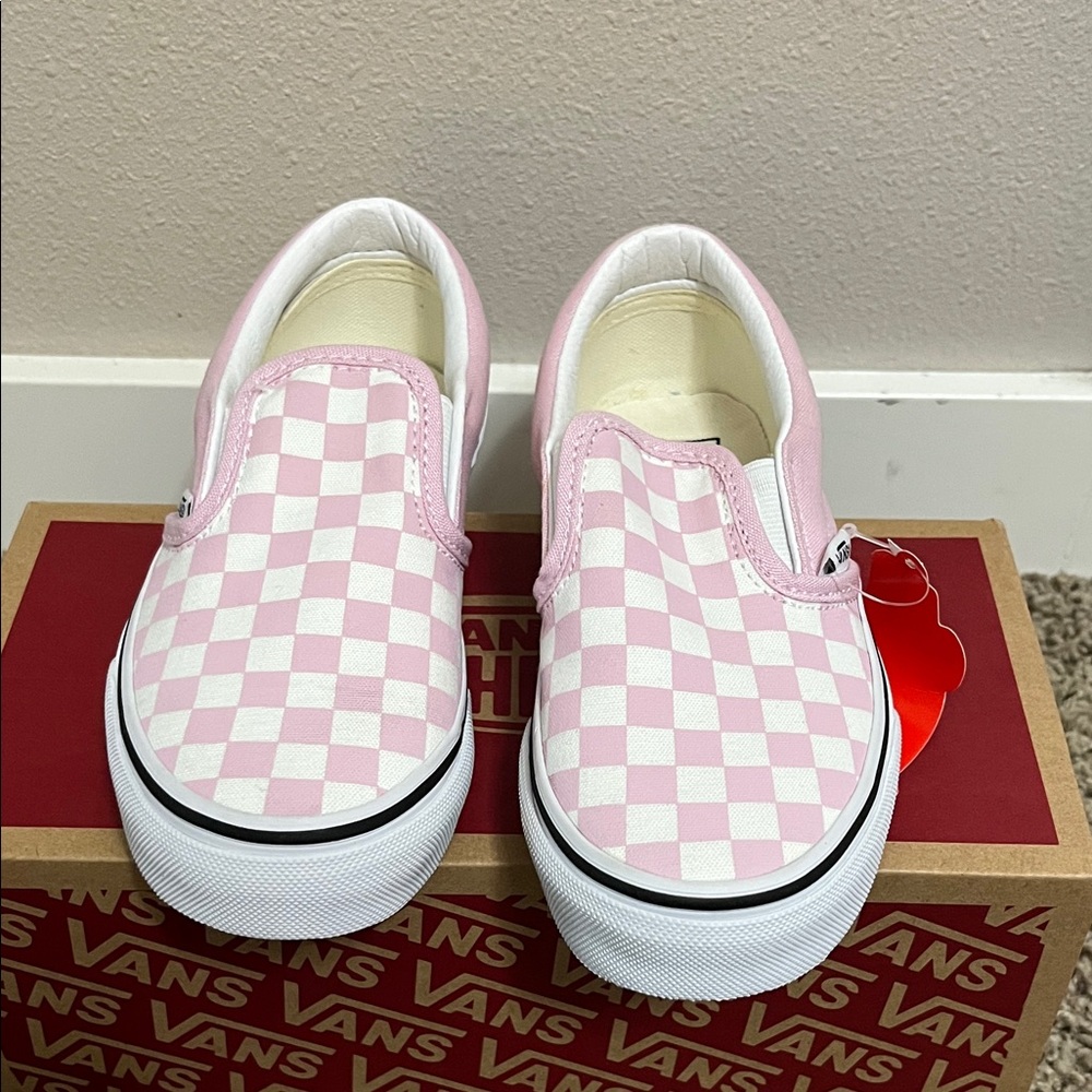 Vans Kids Pink and White Checkered Sneakers